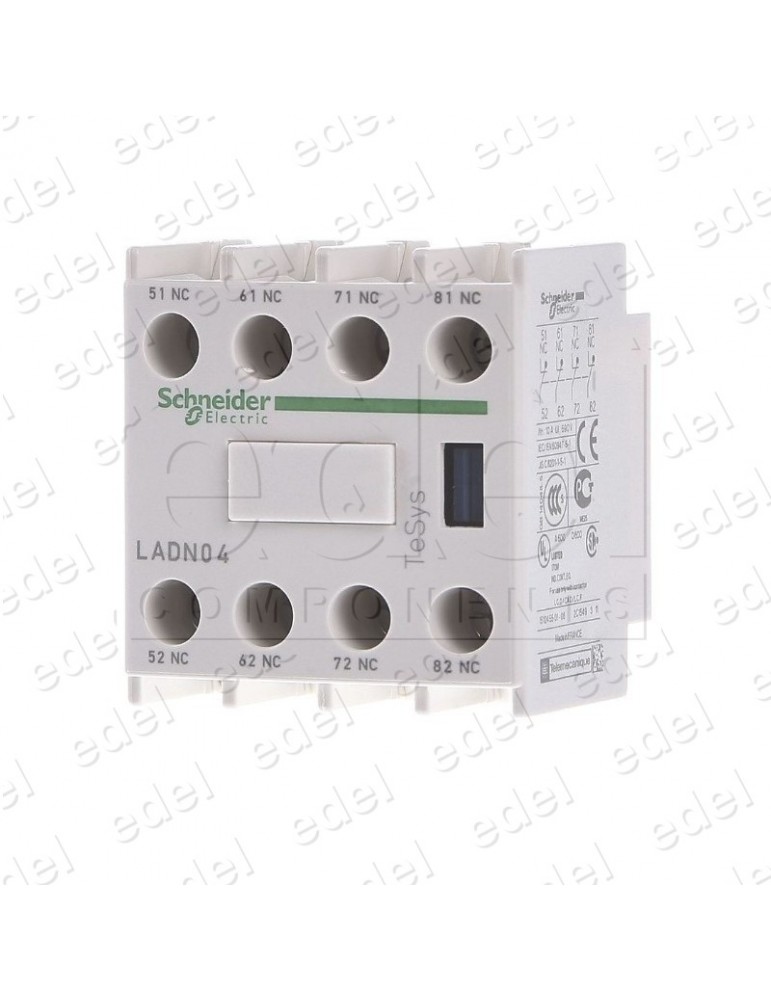 LADN04 AUX. BLOCK CONTACTOR SCHNEIDER TELEMECANIQUE 4NC FRONT.