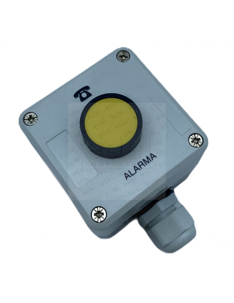 CAJA ALARMA 80X80 + PULSADOR AMARILLO