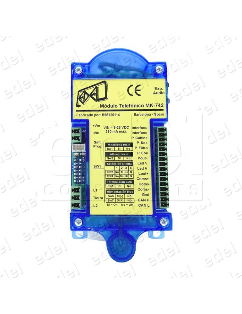 MÓDULO TELEFÓNICO DE EMERGENCIA EDEL MK-742 CON SINTESI DE VOZ PARA INSTALACIONES EDEL