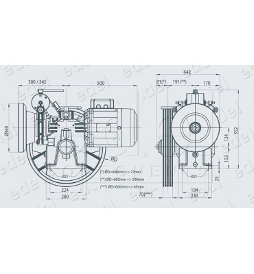 WINCH GEM 3VF HW134 5.5 KW 1:42 PULLEY 550 X 4 X 10 - 1,03 m/s - 480 KG