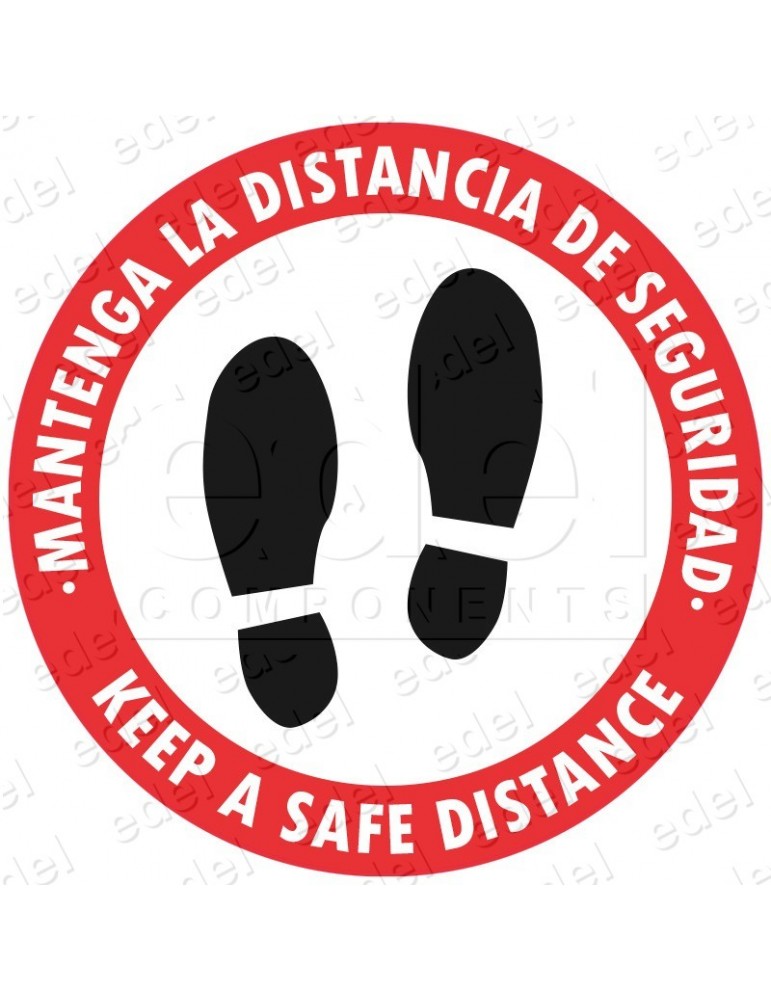 ADHÉSIF VINILE - DISTANCE DE SECURITÉE COVID-19 ESPAGNOL/ANGLAIS