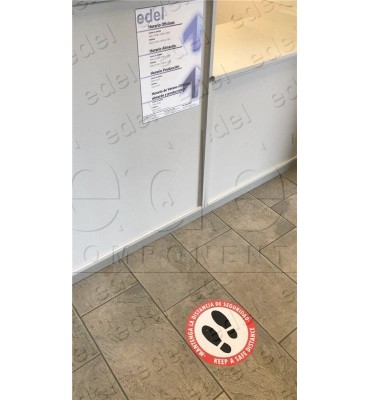 ADHÉSIF VINILE - DISTANCE DE SECURITÉE COVID-19 ESPAGNOL/ANGLAIS