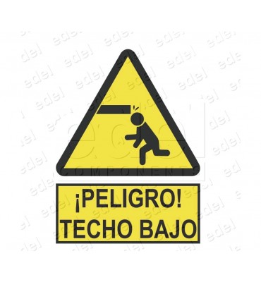 ADHESIVO ¡PELIGRO! BAJO TECHO - 200MMX170mm