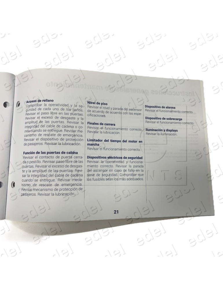 ELEVATOR MANTENIMENT BOOK