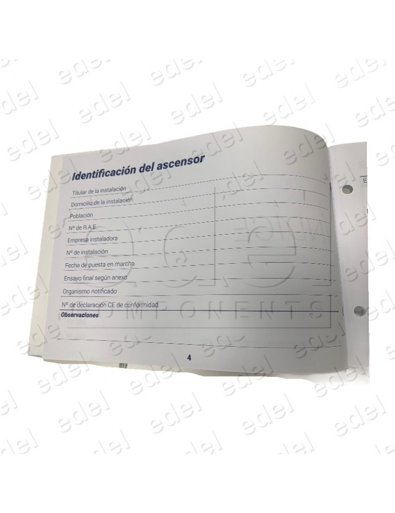 ELEVATOR MANTENIMENT BOOK