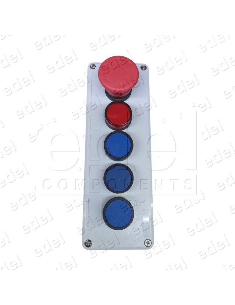 BOTONERA DE SUPERFICIE 5 ELEMENTOS (STOP + PILOTO + 3 PULSADORES NO)
