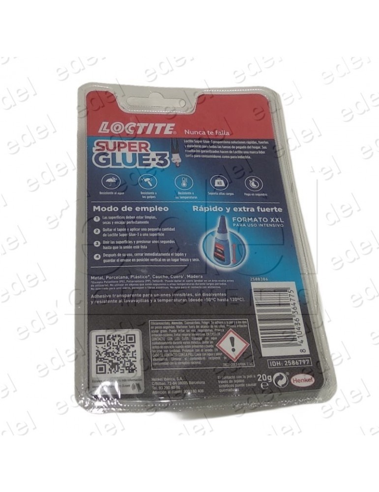 PEGAMENTO SUPER GLUE3 LOCTITE INSTANTANEO 20 GR.