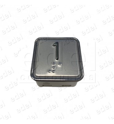 PULSADOR SCHAEFER MT42 CON BRAILLE ROJO INOX 1