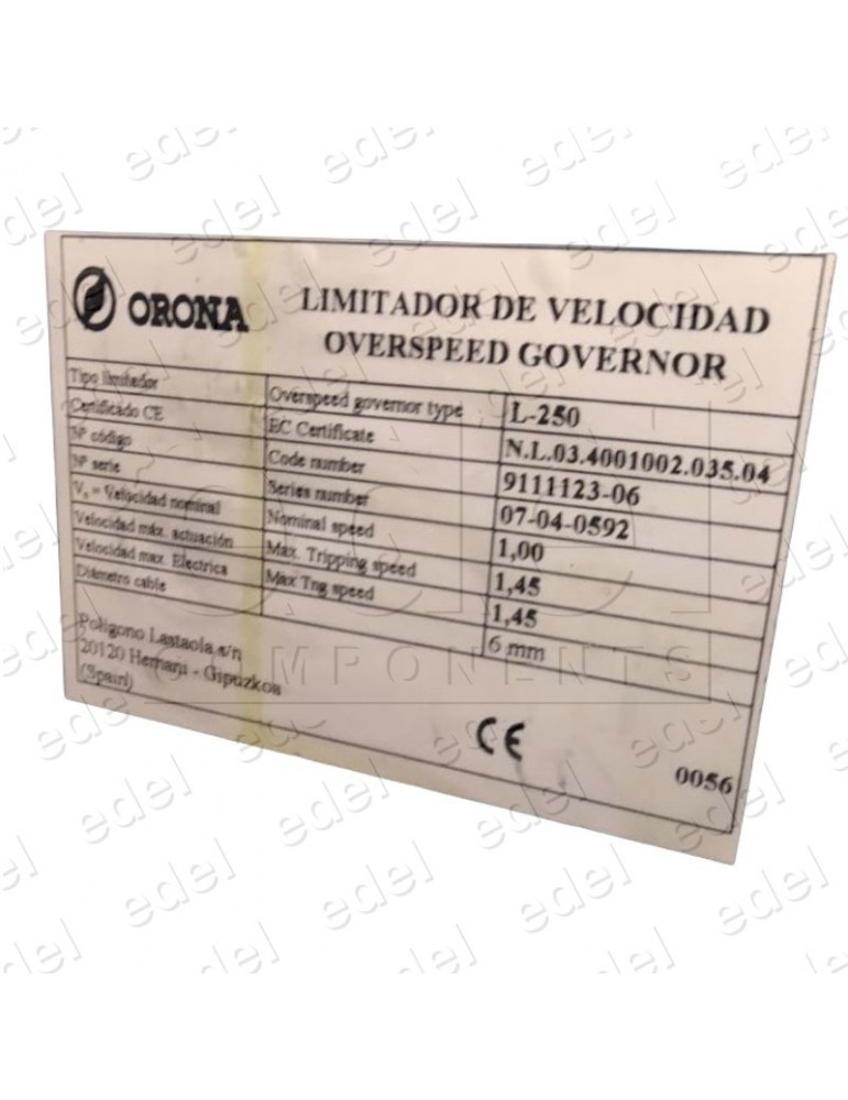 LIMITADOR ORONA 250MM S/DISCO VN1M/S MRL