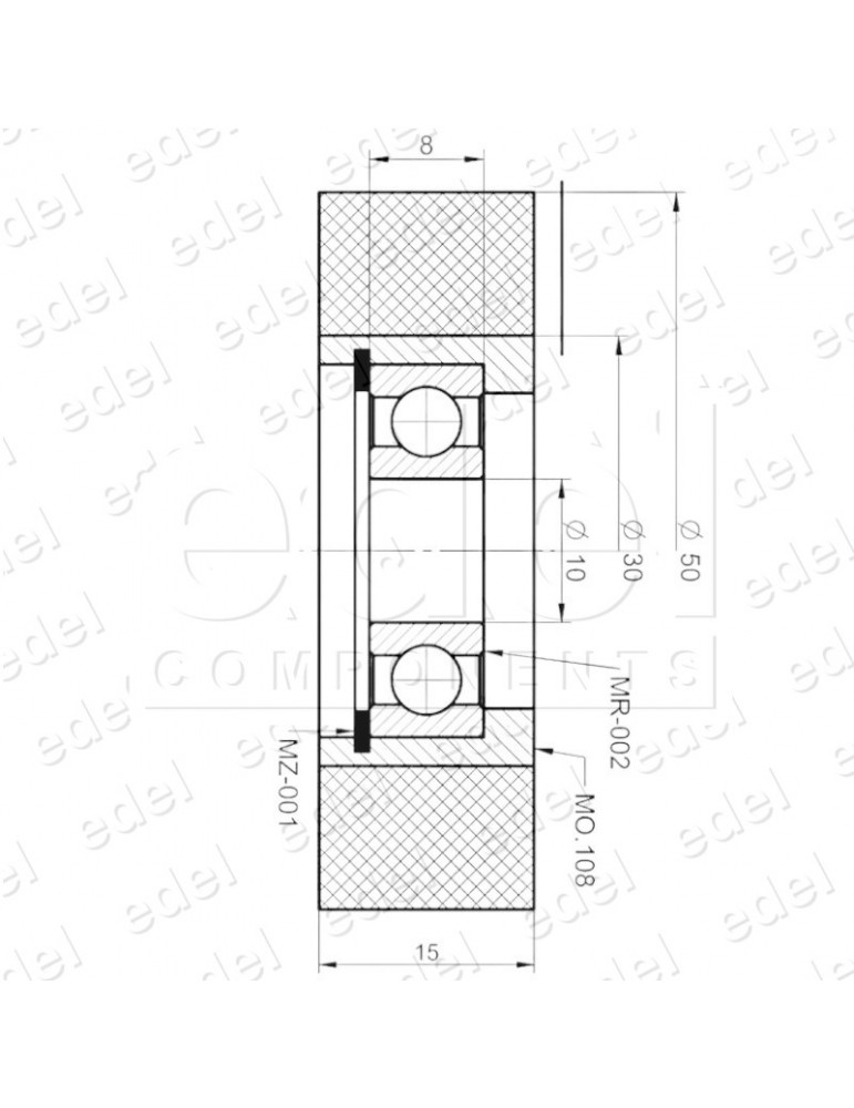 RUEDA MACLA 50/10x15MM SIN EJE