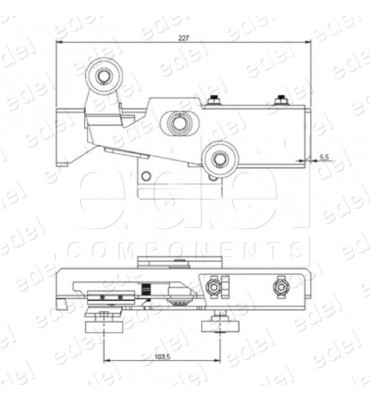 CSP-4000.RC400 CONJUNTO SOPORTE FERMATOR CERRADURA P.AUTOMATICA RELLANO + PLETINA PORTARUEDAS MODELO 40/10 APERTURA CENTRAL 4 HO