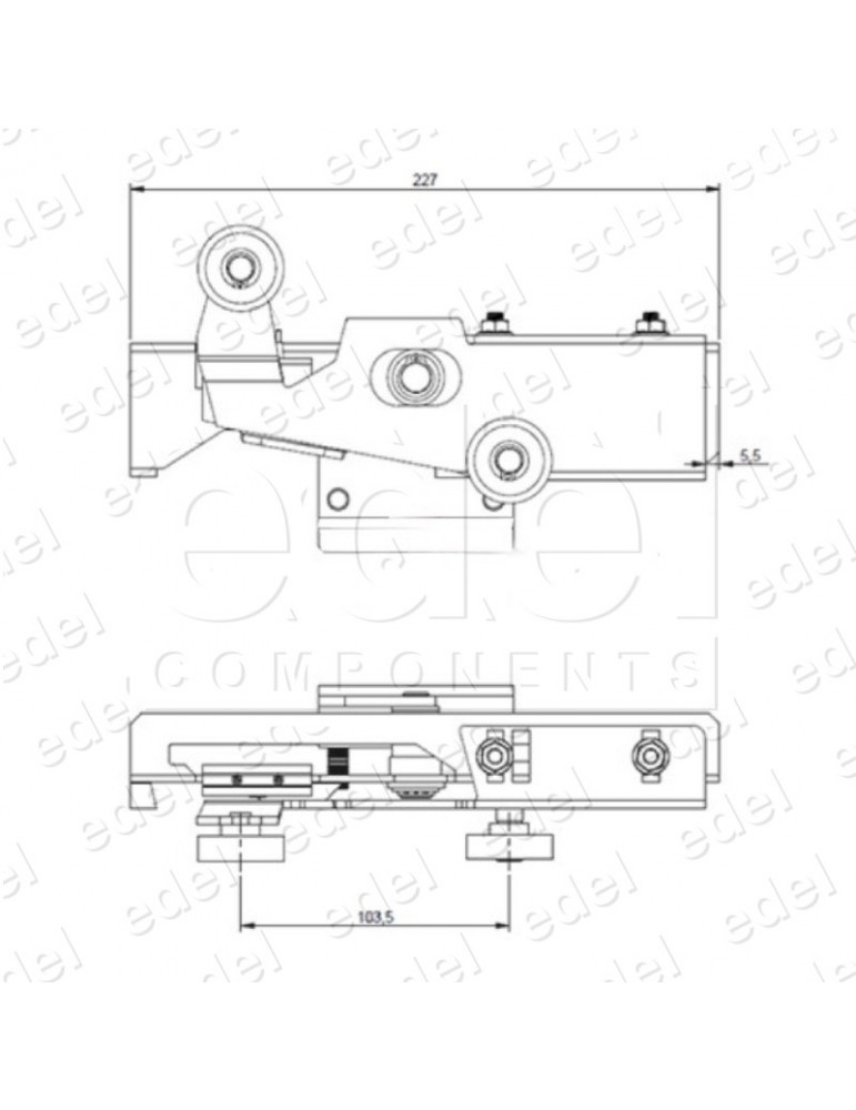 CSP-4000.RC400 CONJUNTO SOPORTE FERMATOR CERRADURA P.AUTOMATICA RELLANO + PLETINA PORTARUEDAS MODELO 40/10 APERTURA CENTRAL 4 HO