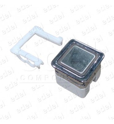 PULSADOR IRIMAR CROMO 1NO LUMINOSO. 24V  ROJO (SIN INSCRIPCCIÓN)