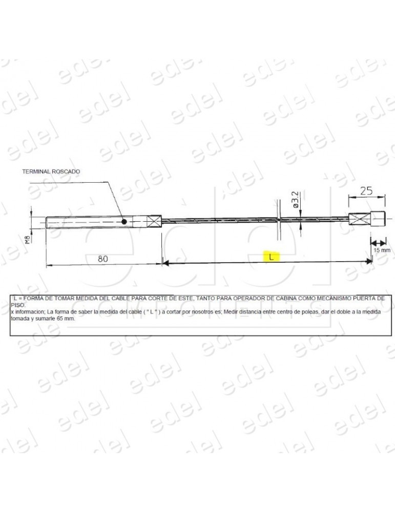 CABLE PUERTA CABINA SELCOM WITTUR L3245